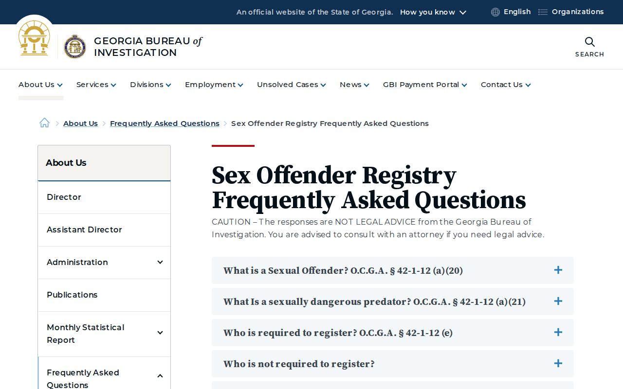 Hart County sex offender registry rules in the official GBI FAQ